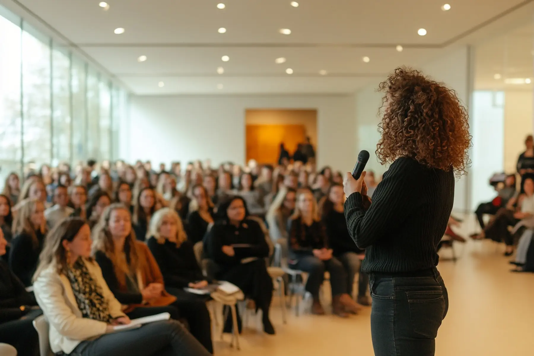 Apresentação de lançamento para uma plateia